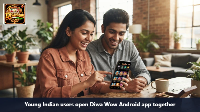 Young Indian users open Diwa Wow Android app together