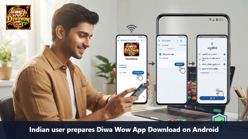 Indian user prepares Diwa Wow App Download on Android
